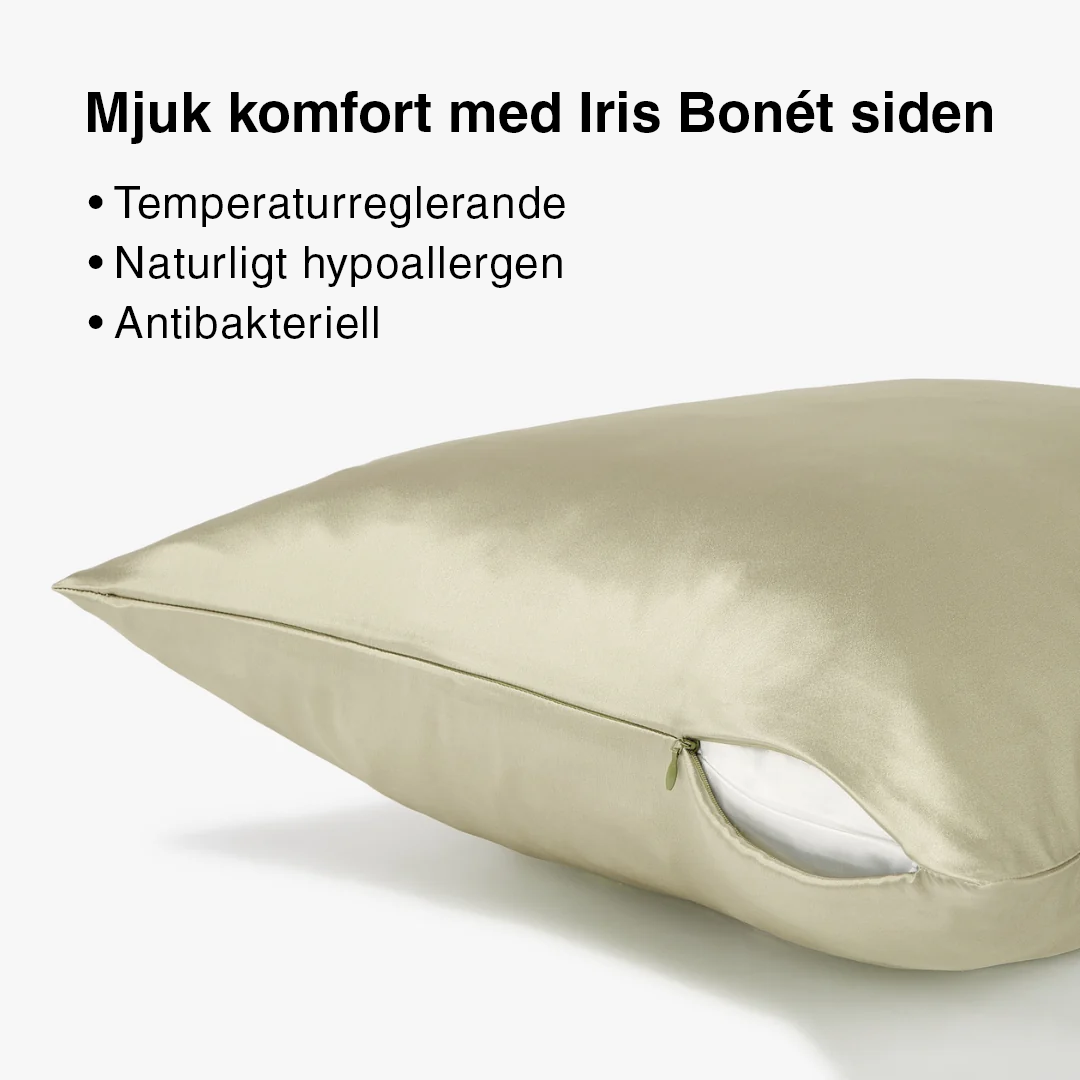 Olivgrönt sidenörngott med dold dragkedja – allergivänligt och antibakteriellt