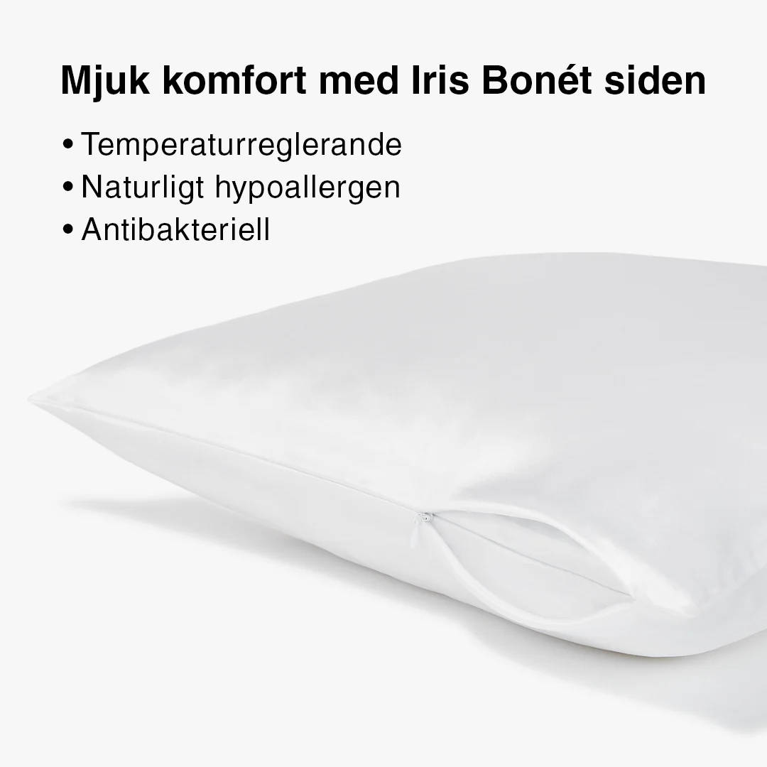 Vitt sidenörngott Iris Bonét – lyxigt och temperaturreglerande