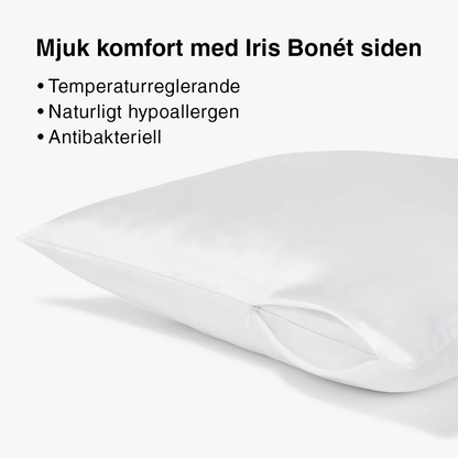 Vitt sidenörngott Iris Bonét – lyxigt och temperaturreglerande